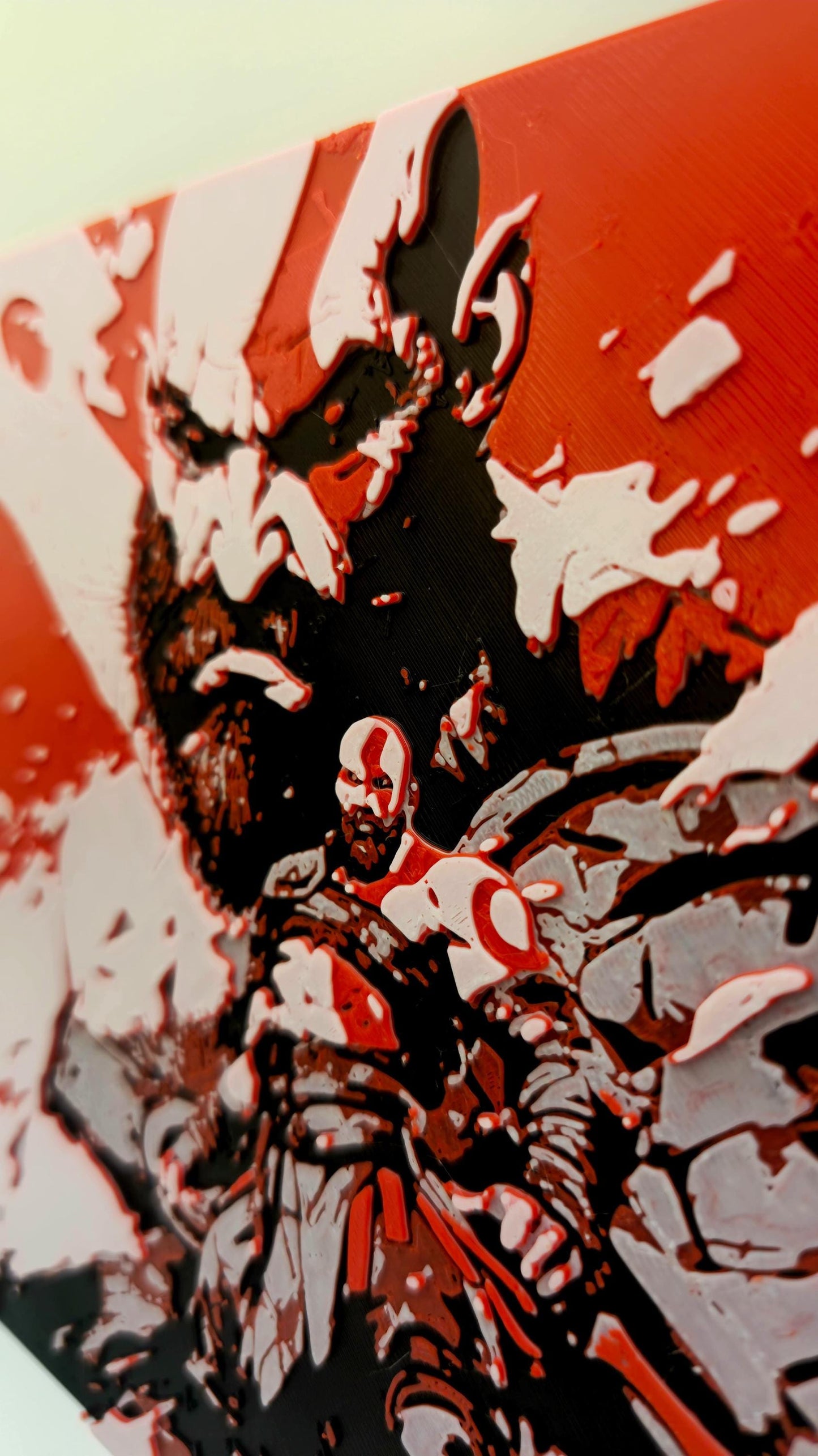 HueForge Kratos 3D Printed Wall Art | God of War Inspired Gaming Decor