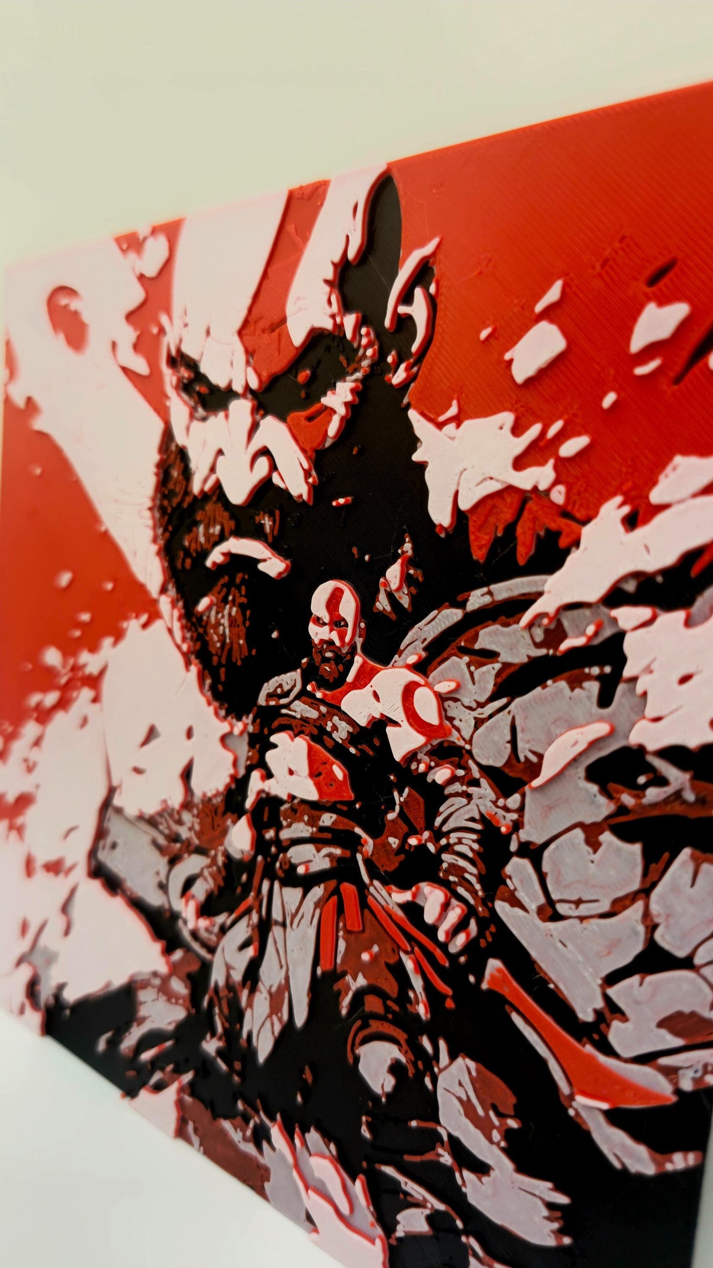 HueForge Kratos 3D Printed Wall Art | God of War Inspired Gaming Decor