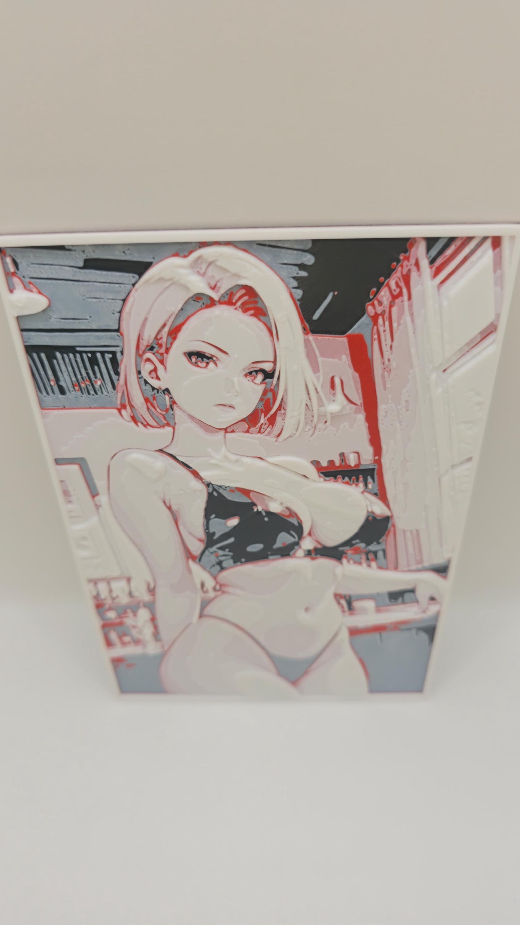 3D Wall Art Android 18 – Dragon Ball Fan Art | Anime-Inspired 3D Printed Decoration