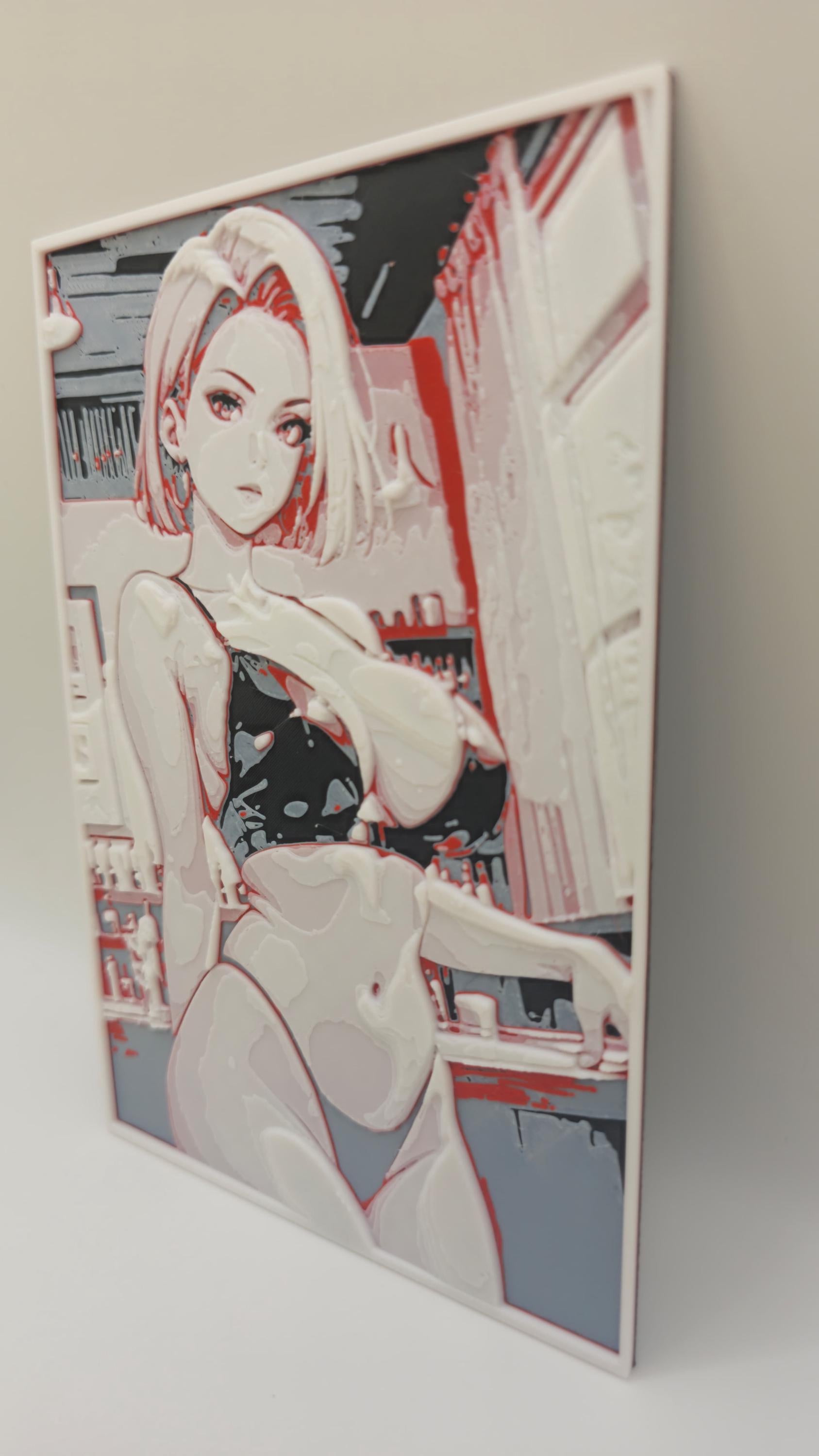 3D Wall Art Android 18 – Dragon Ball Fan Art | Anime-Inspired 3D Printed Decoration