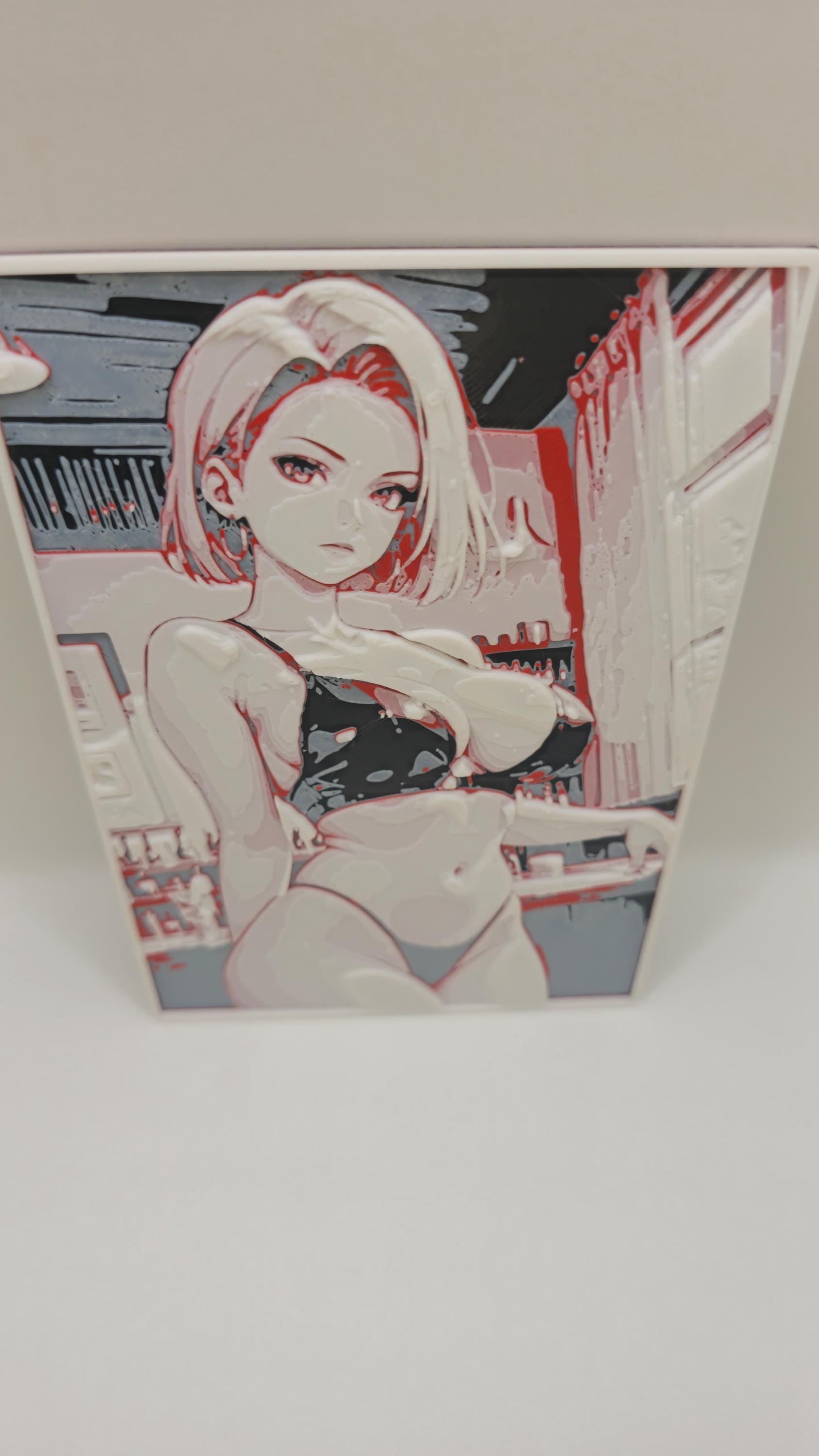 3D Wall Art Android 18 – Dragon Ball Fan Art | Anime-Inspired 3D Printed Decoration