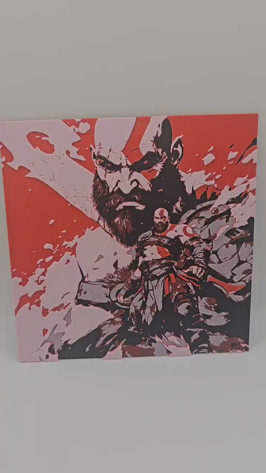 HueForge Kratos 3D Printed Wall Art | God of War Inspired Gaming Decor