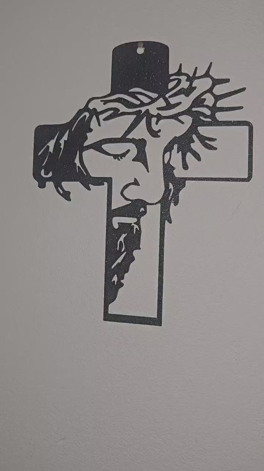 Black Metal Jesus Crucifix – Religious Wall Decor, Handmade in France